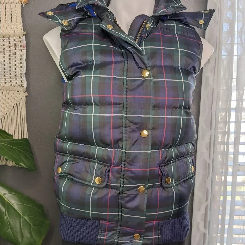 J. Crew Tartan Down Vest XS